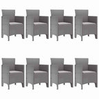 Garden Dining Set 9 pcs Light Grey Polypropylene