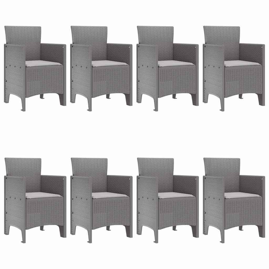 Garden Dining Set 9 pcs Light Grey Polypropylene