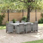 Garden Dining Set 9 pcs Light Grey Polypropylene