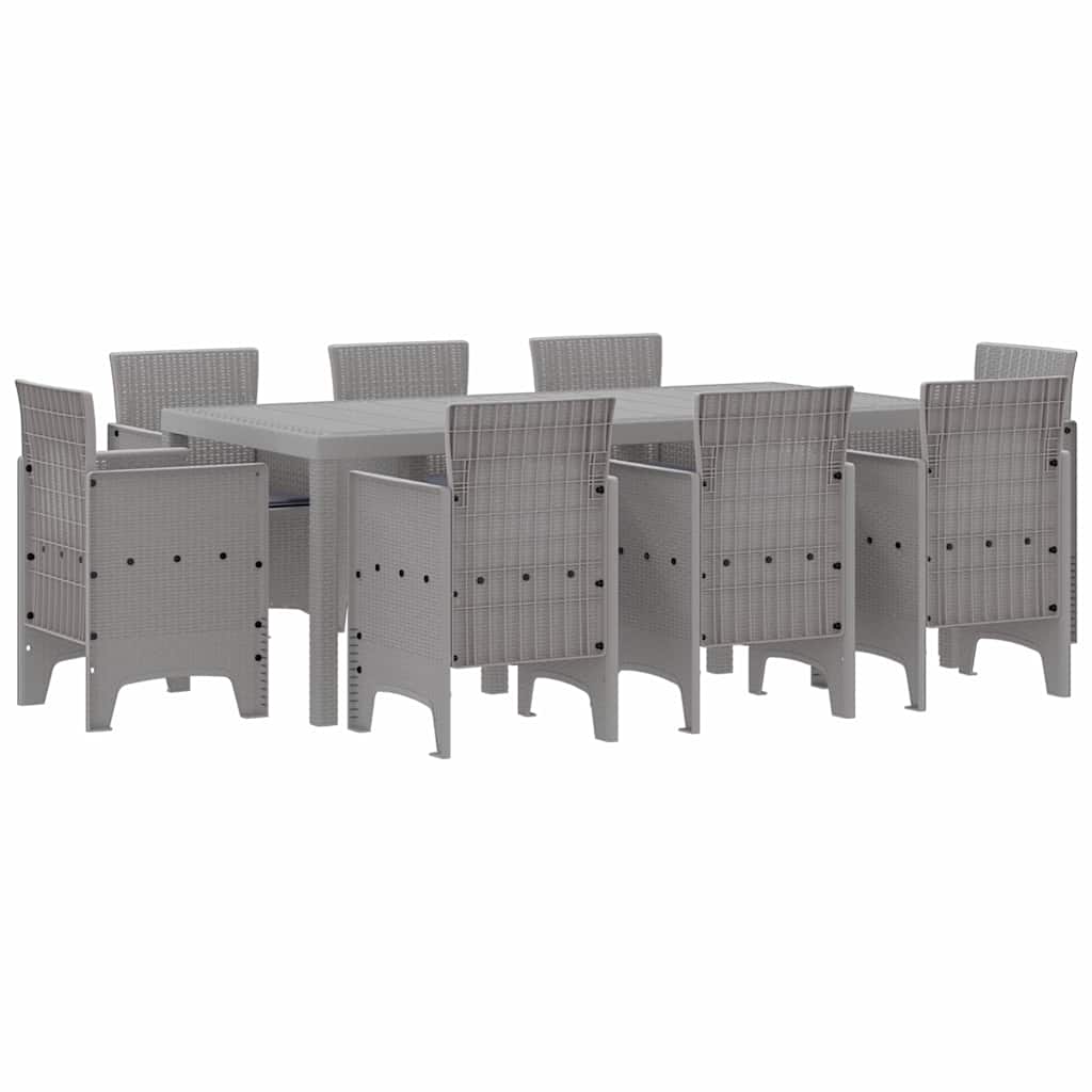 Garden Dining Set 9 pcs Light Grey Polypropylene