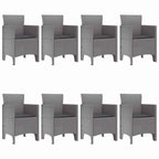 Garden Dining Set 9 pcs Light Grey Polypropylene