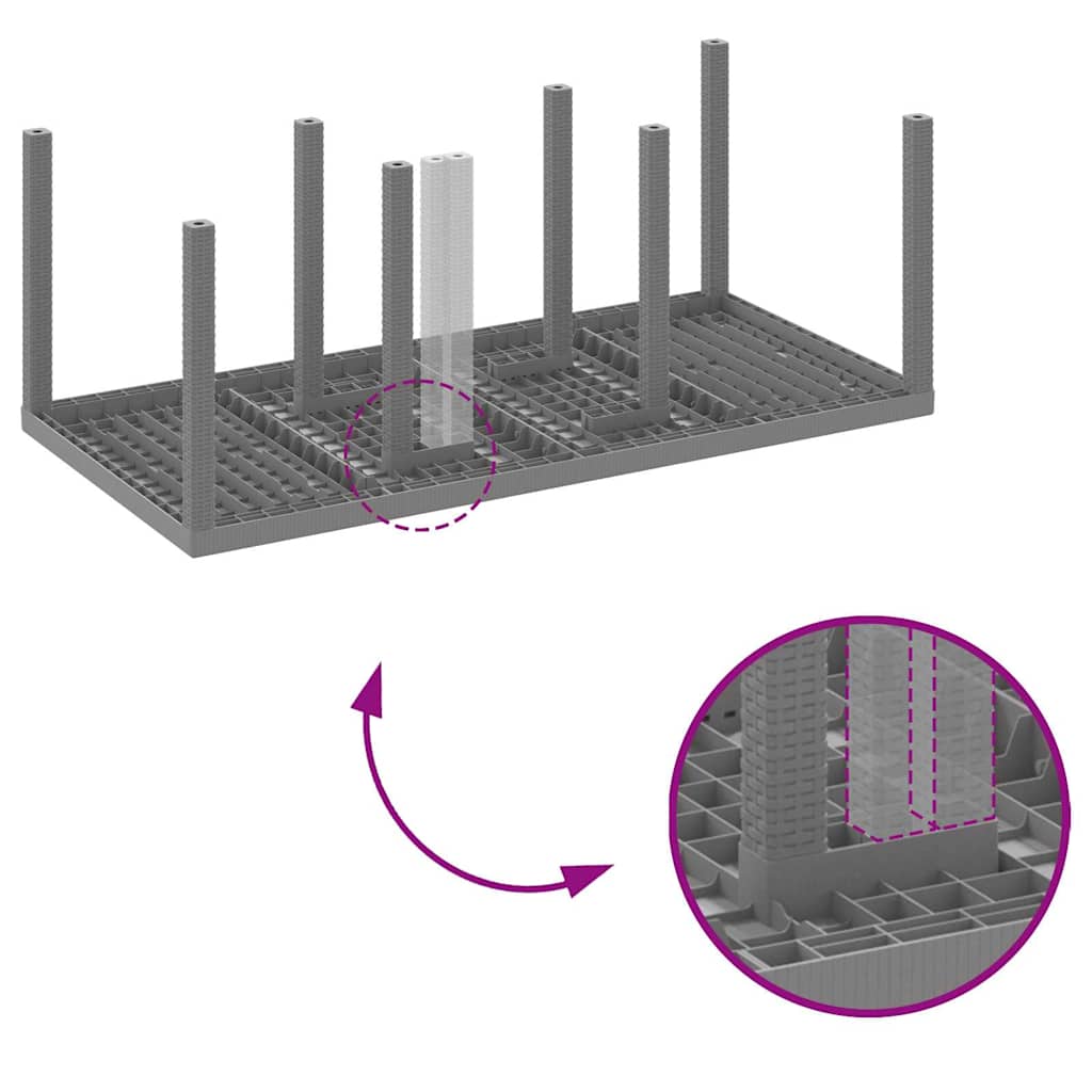 Garden Dining Set 9 pcs Light Grey Polypropylene