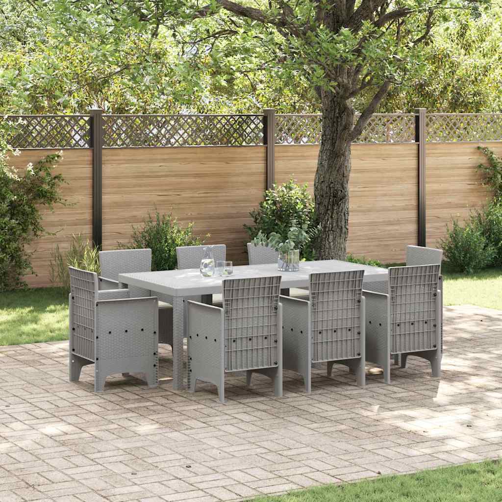 Garden Dining Set 9 pcs Light Grey Polypropylene