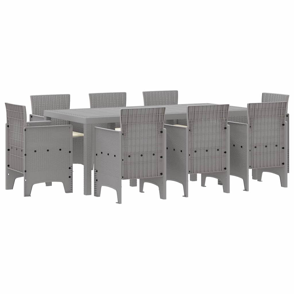 Garden Dining Set 9 pcs Light Grey Polypropylene