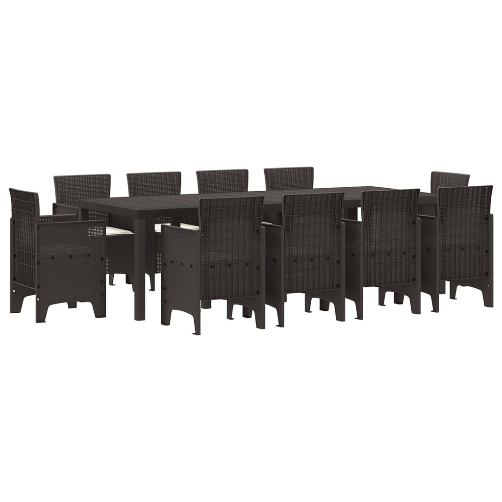 Garden Dining Set 11 pcs Brown Polypropylene