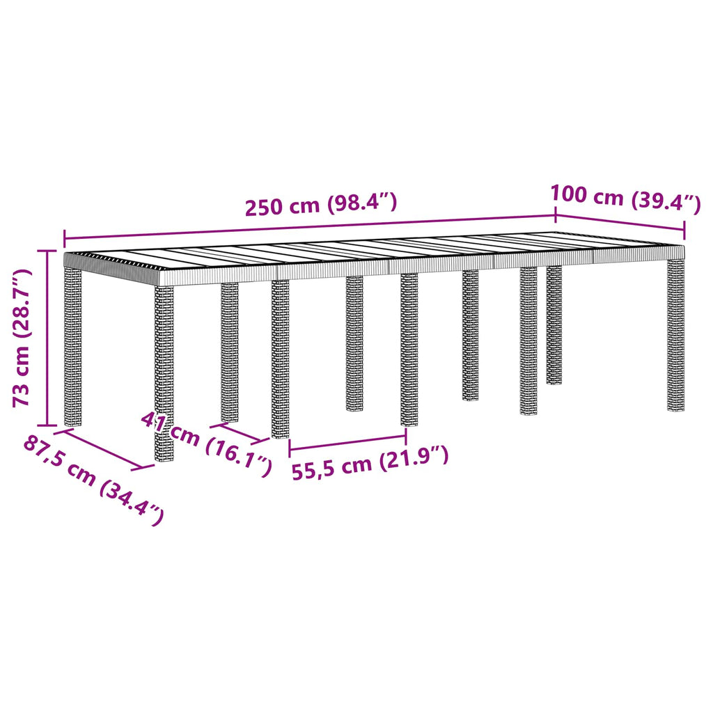 Garden Dining Set 11 pcs Brown Polypropylene
