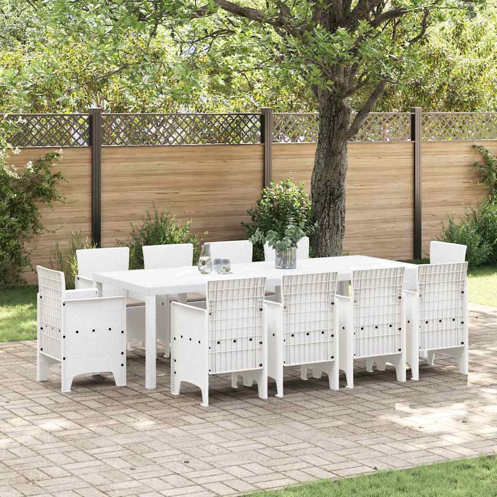 Garden Dining Set 11 pcs White Polypropylene