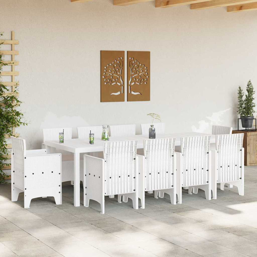 Garden Dining Set 11 pcs White Polypropylene