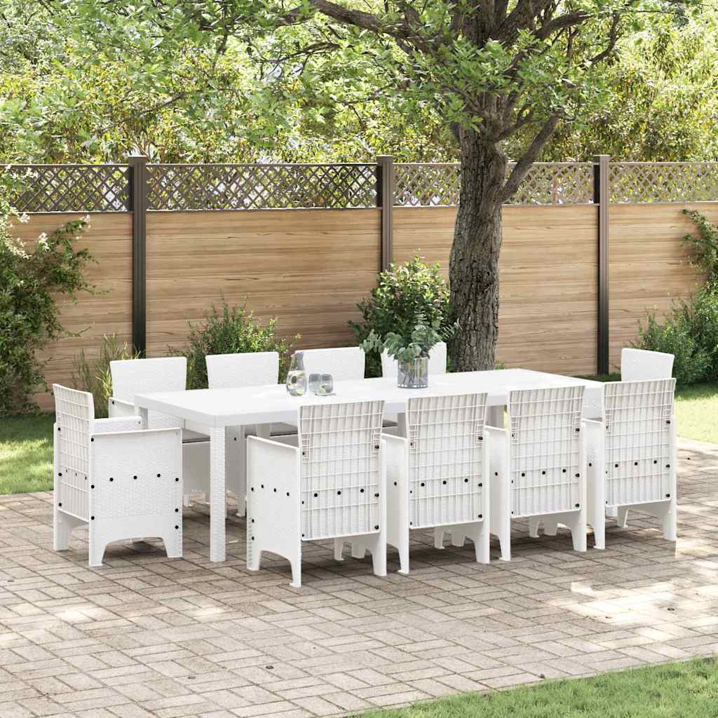 Garden Dining Set 11 pcs White Polypropylene