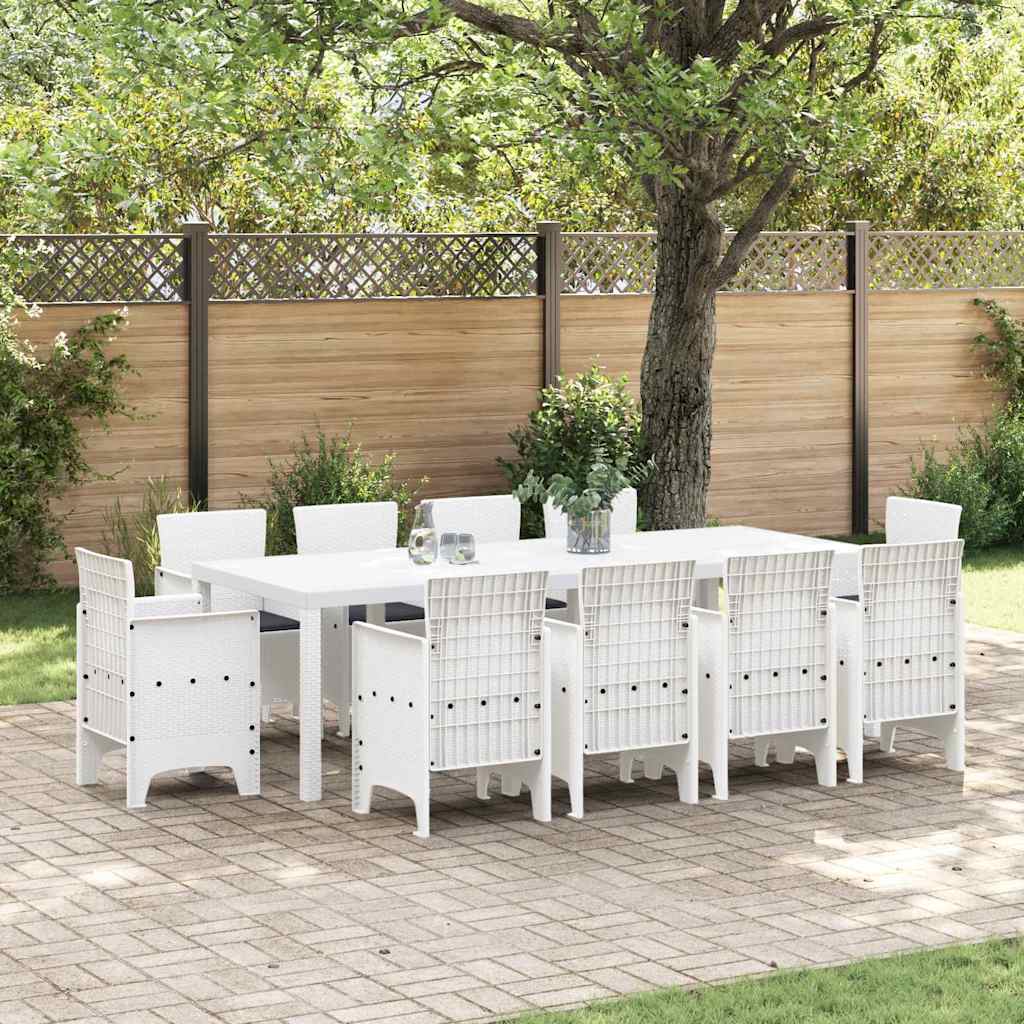 Garden Dining Set 11 pcs White Polypropylene