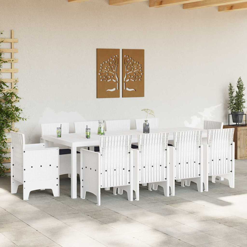 Garden Dining Set 11 pcs White Polypropylene