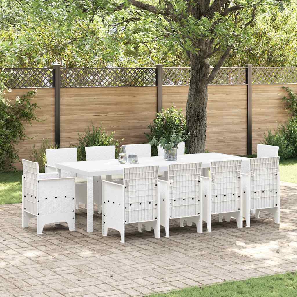 Garden Dining Set 11 pcs White Polypropylene