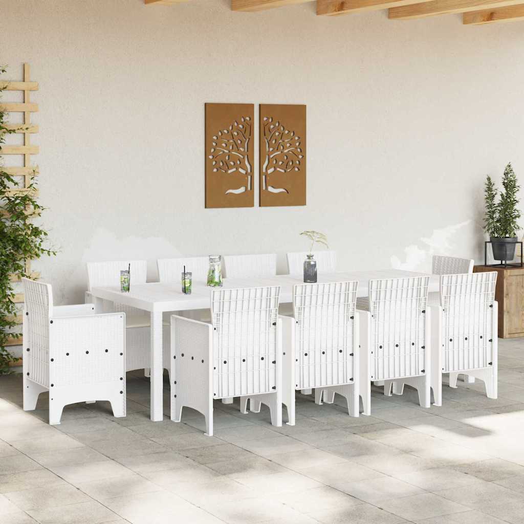 Garden Dining Set 11 pcs White Polypropylene