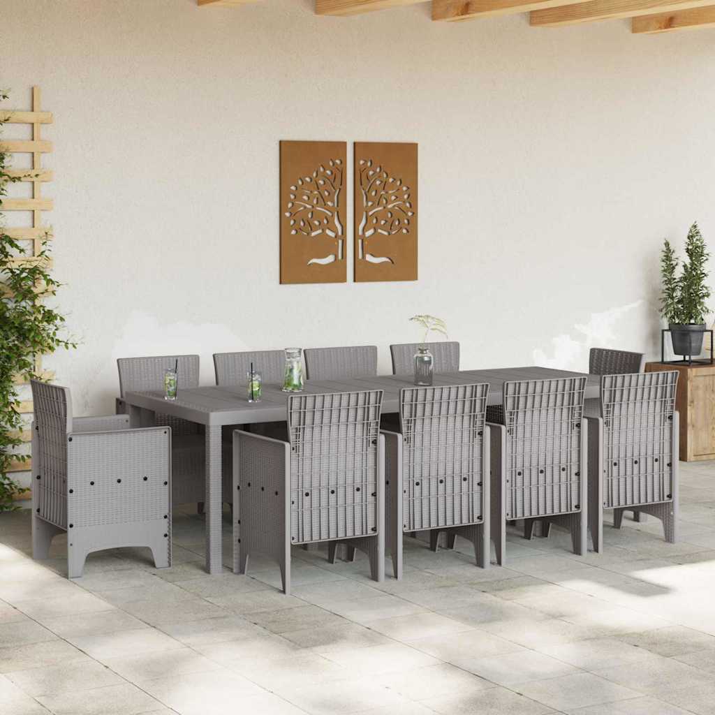 Garden Dining Set 11 pcs Light Grey Polypropylene