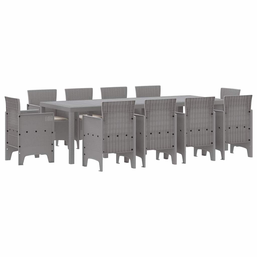 Garden Dining Set 11 pcs Light Grey Polypropylene