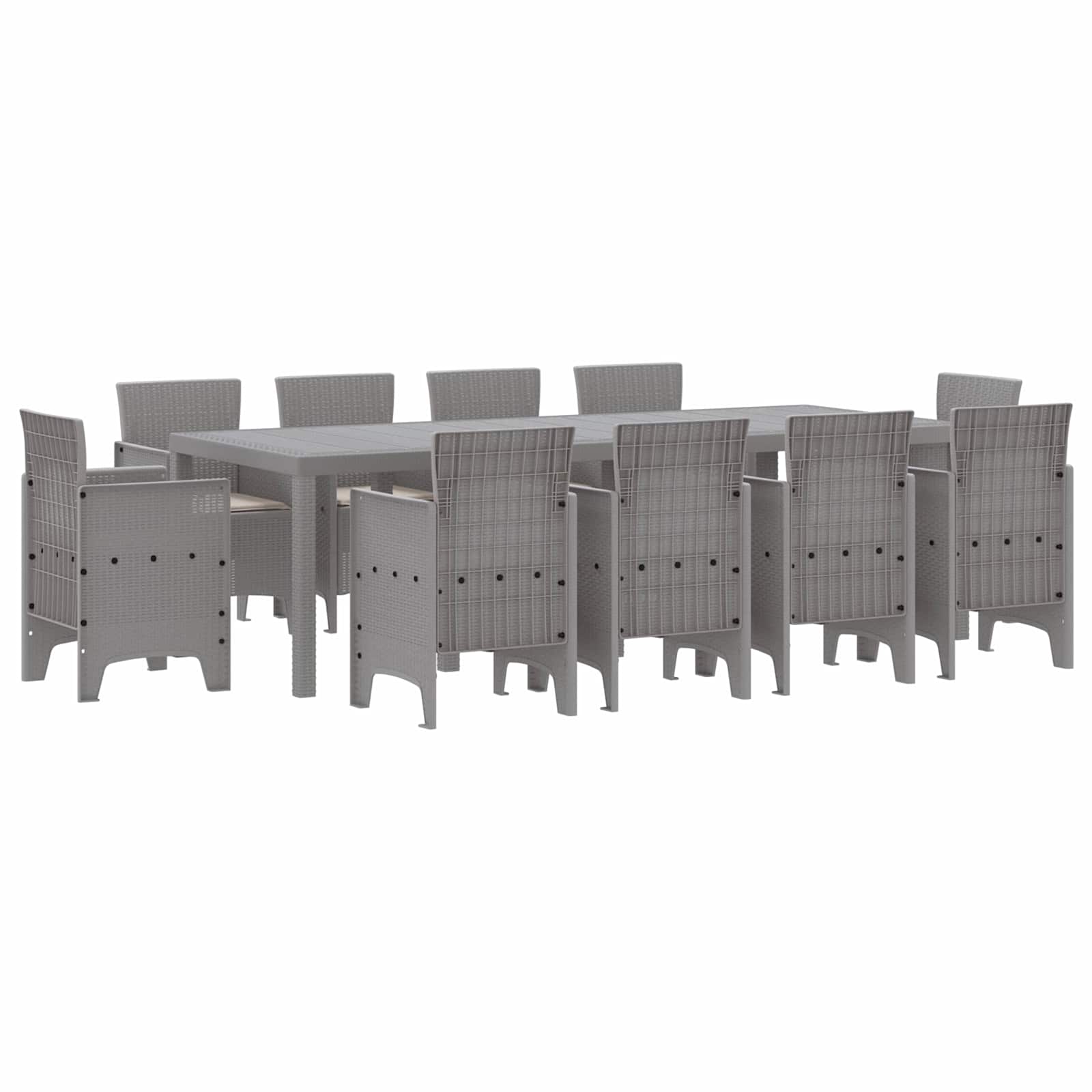 Garden Dining Set 11 pcs Light Grey Polypropylene