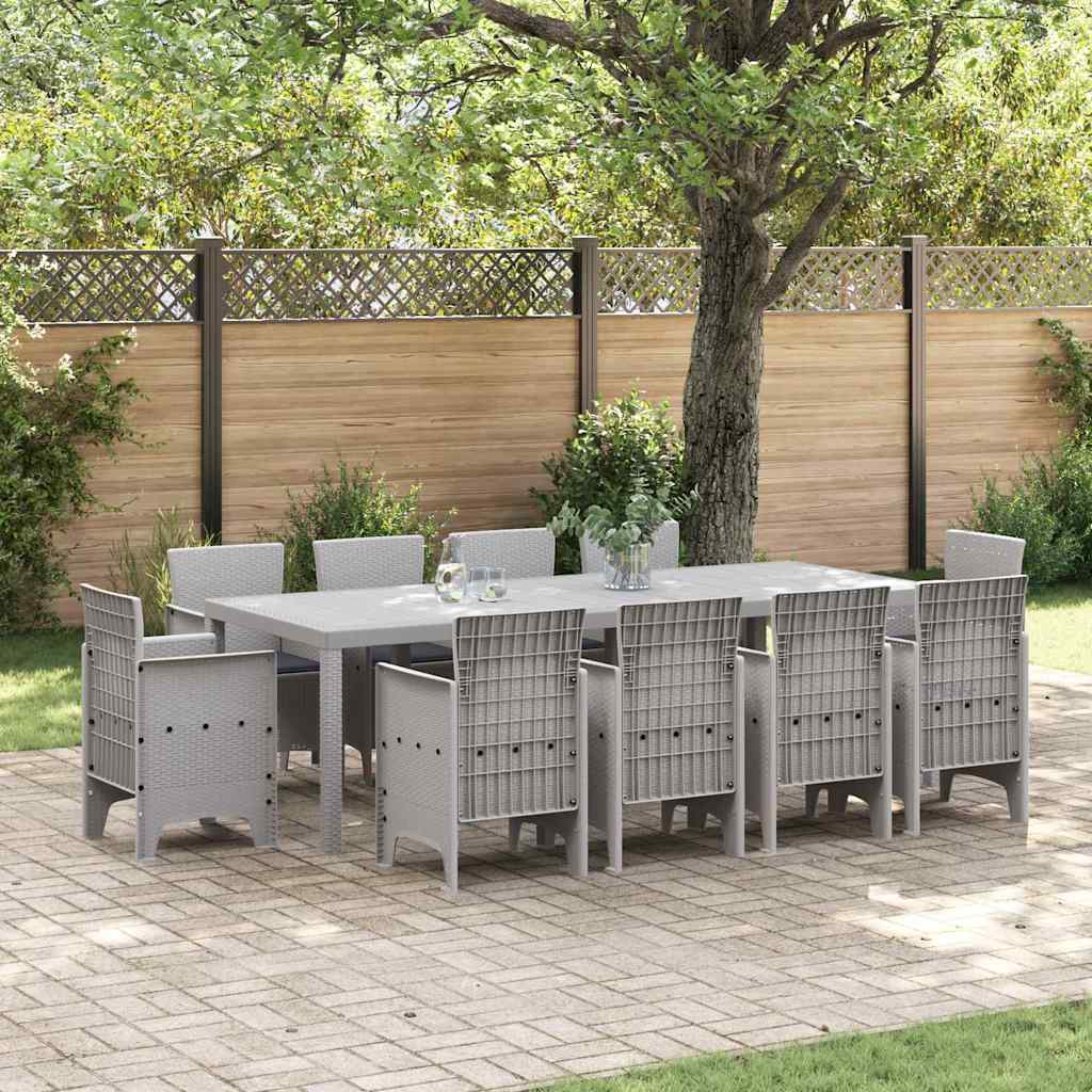 Garden Dining Set 11 pcs Light Grey Polypropylene
