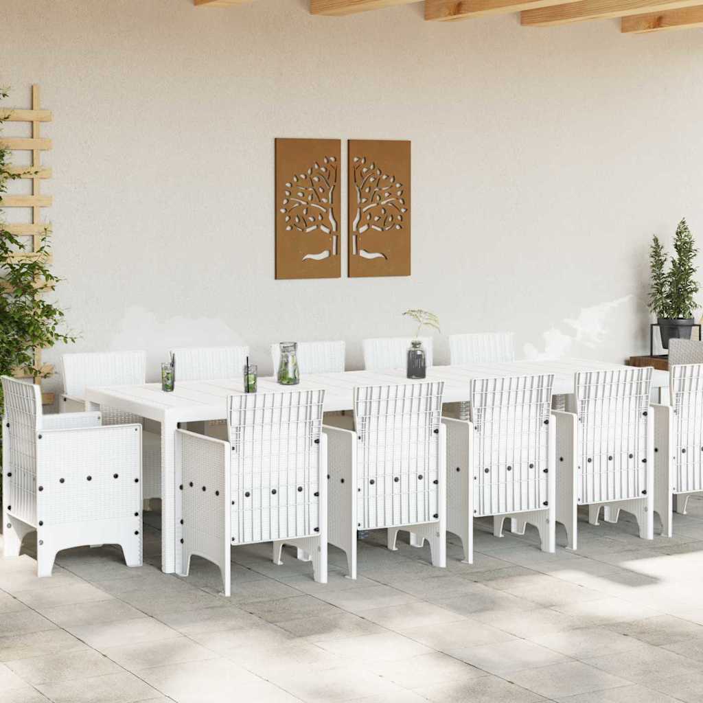 Garden Dining Set 13 pcs White Poly rattan