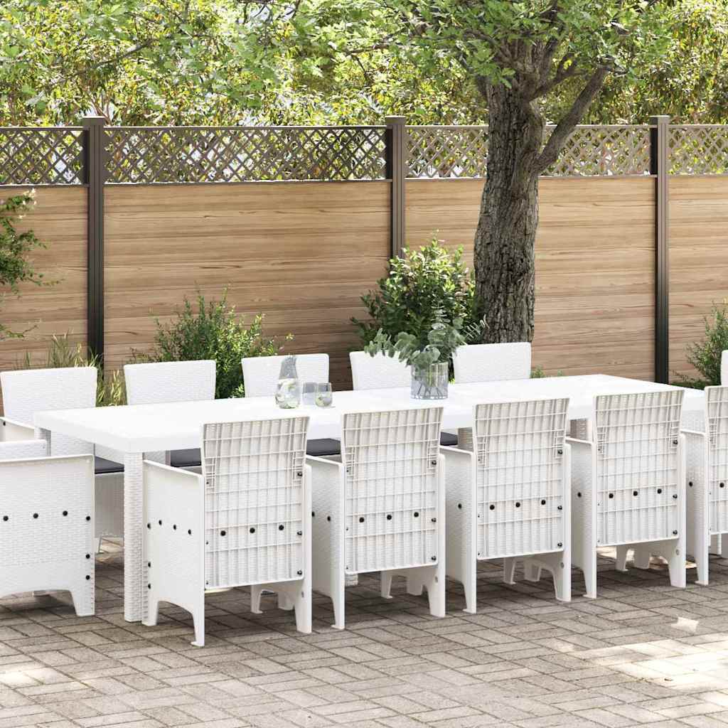 Garden Dining Set 13 pcs White Synthetic rattan and Metal