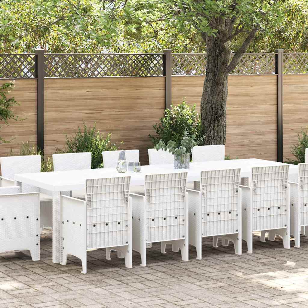 Garden Dining Set 13 pcs White Poly rattan and Cotton