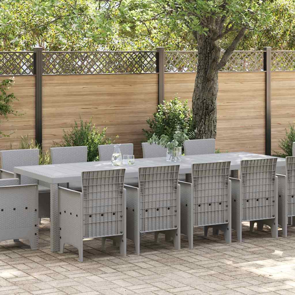 Garden Dining Set with Cushion 13 pcs Light Grey Poly rattan