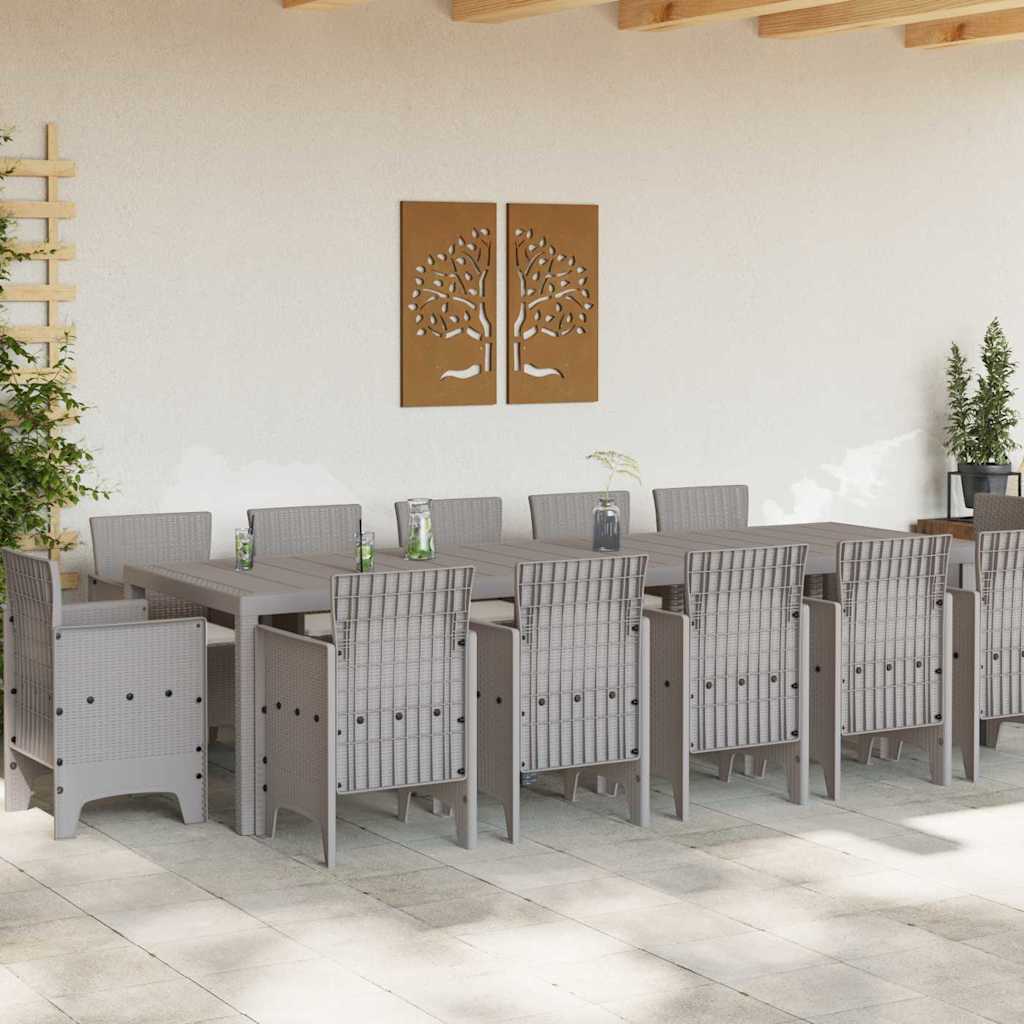 Garden Dining Set with Cushion 13 pcs Light grey