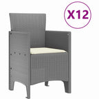 Garden Dining Set with Cushion 13 pcs Light grey