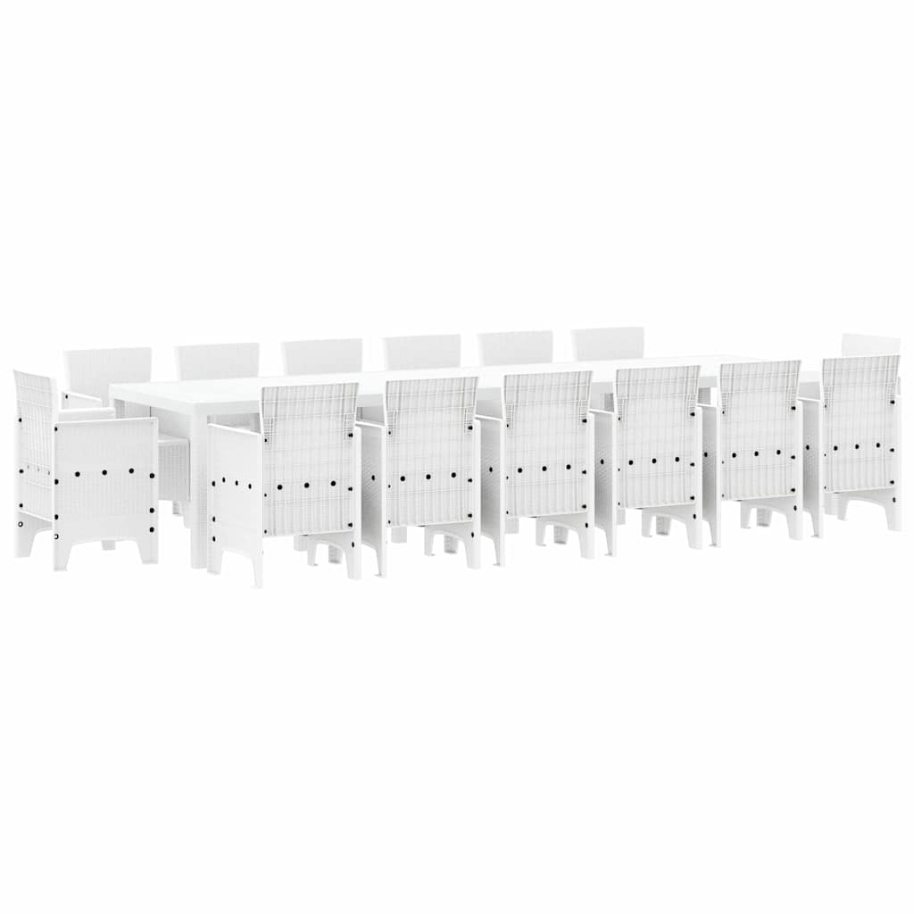 Garden Dining Set 15 pcs White Polt rattan