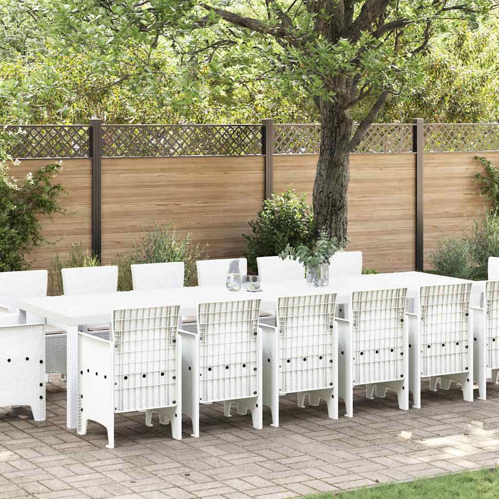 Garden Dining Set 15 pcs White Polt rattan