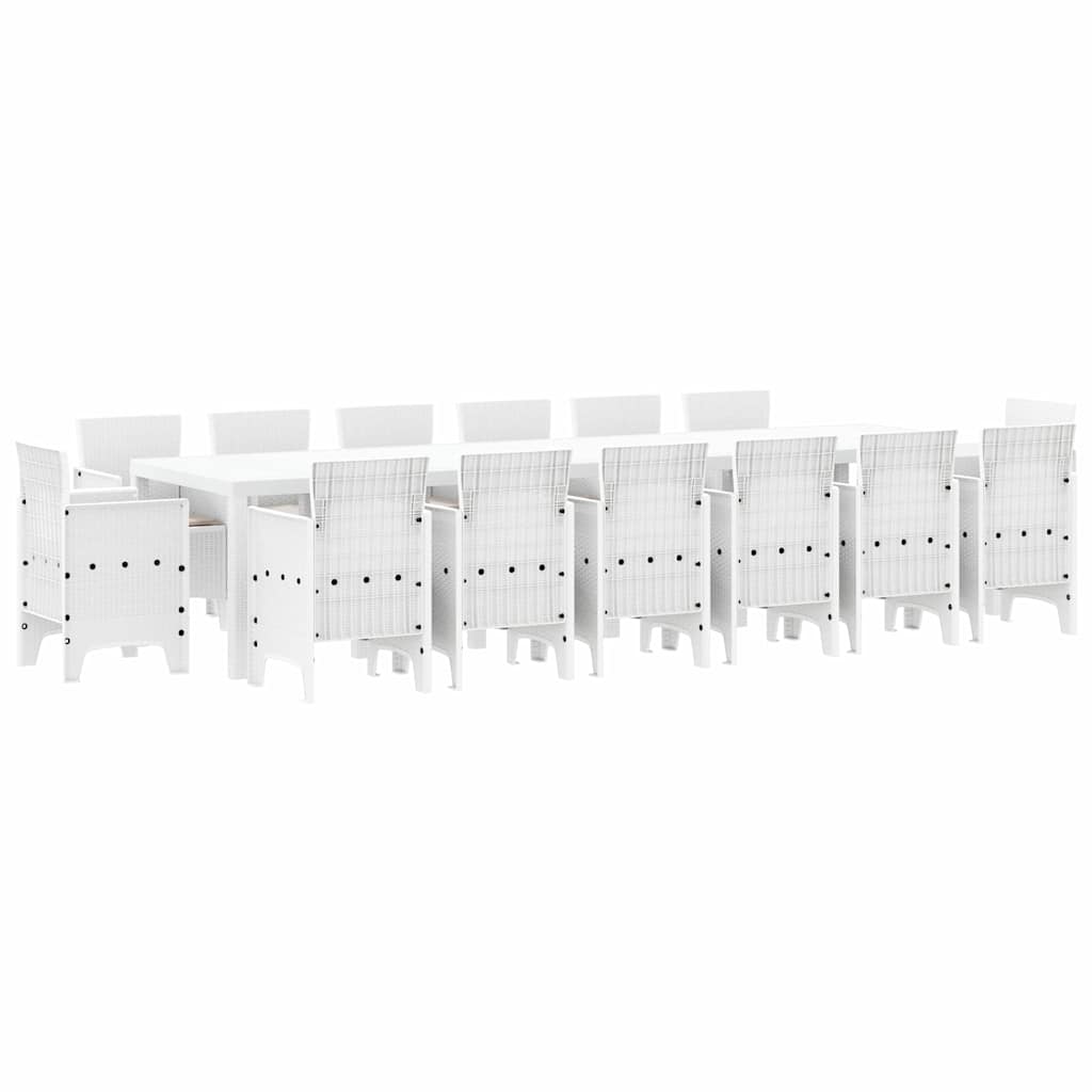 Garden Dining Set 15 pcs White Polt rattan