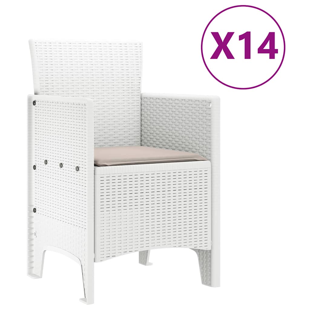 Garden Dining Set 15 pcs White Polt rattan