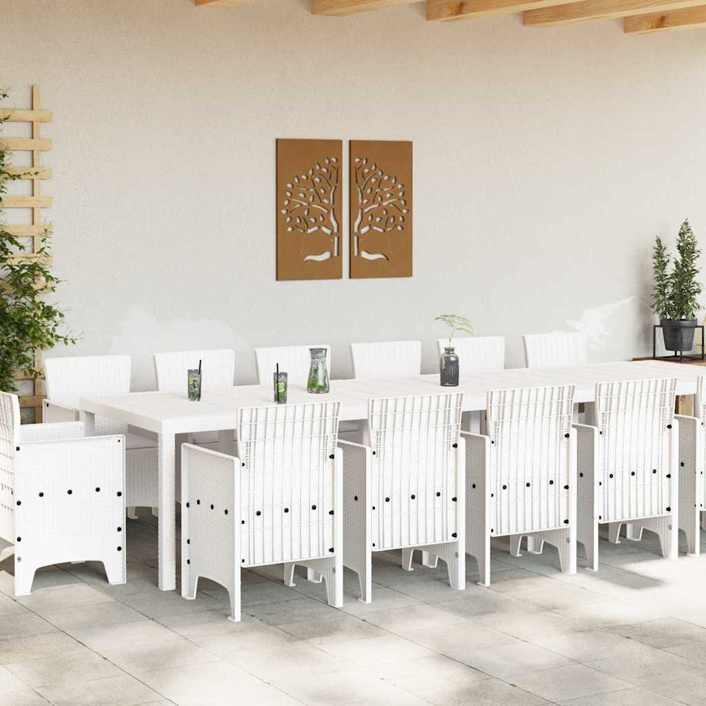 Garden Dining Set 15 pcs White Polt rattan