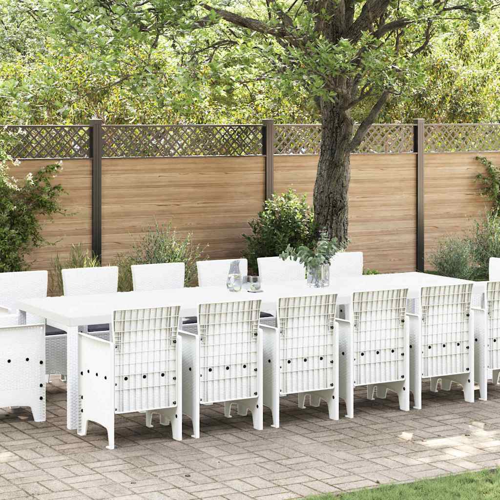 Garden Dining Set 15 pcs White Polt rattan