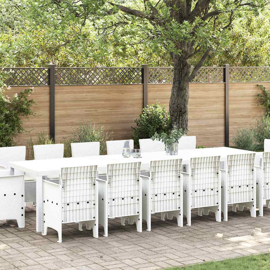Garden Dining Set 15 pcs White Polt rattan