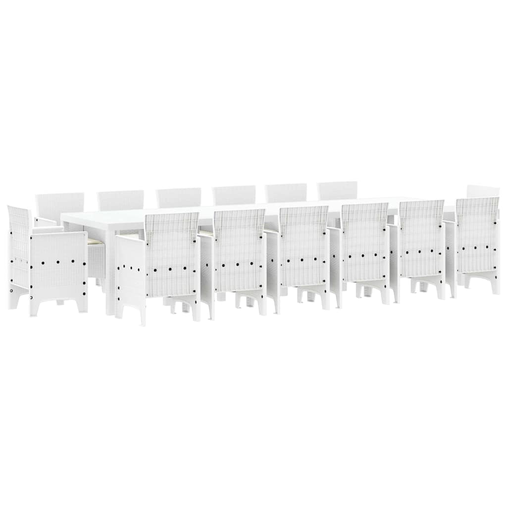 Garden Dining Set 15 pcs White Polt rattan