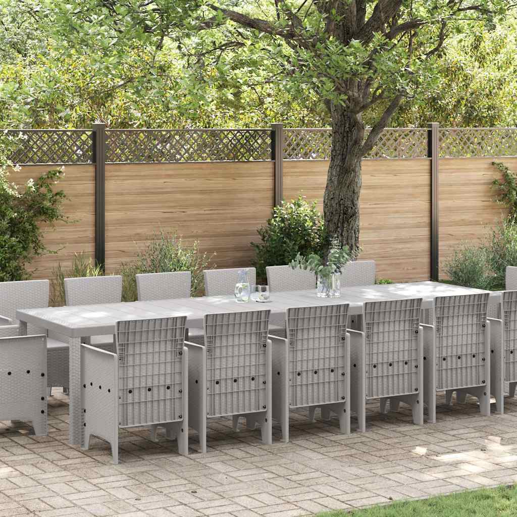 Garden Dining Set 15 pcs Light Grey Polt rattan