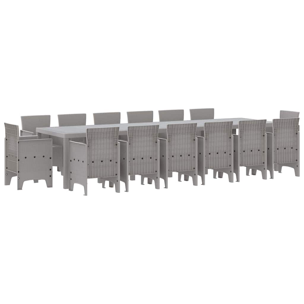 Garden Dining Set 15 pcs Light Grey Polt rattan