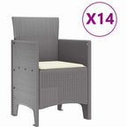 Garden Dining Set 15 pcs Light Grey Polt rattan