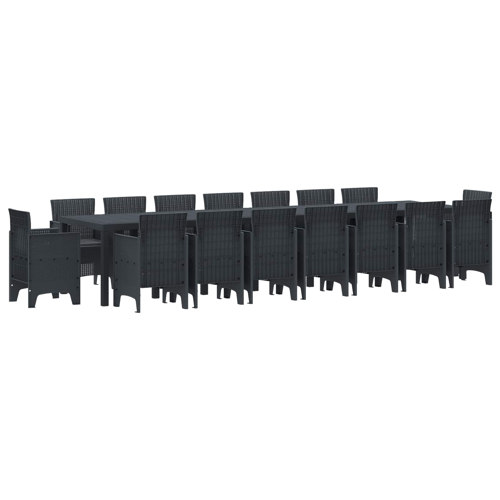 Garden Dining Set with Cushions 17 pcs Anthracite PP