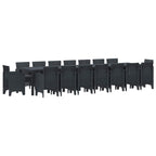 Garden Dining Set with Cushions 17 pcs Anthracite PP