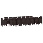 Garden Dining Set with Cushions with Cushion 17 pcs Brown PP