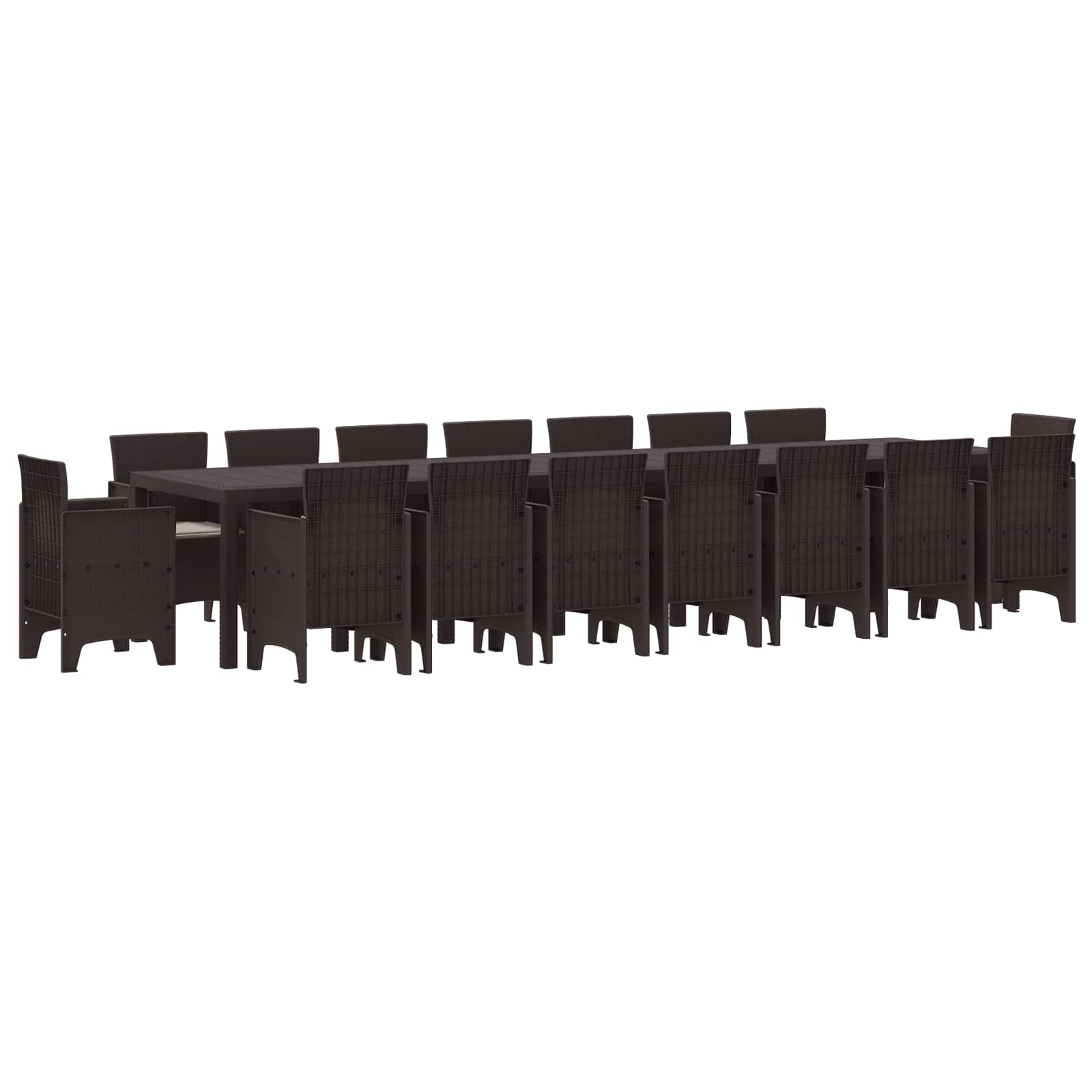 Garden Dining Set with Cushions with Cushion 17 pcs Brown PP