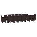 Garden Dining Set with Cushions with Cushion 17 pcs Brown PP
