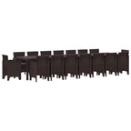 Garden Dining Set with Cushions with Cushion 17 pcs Brown PP