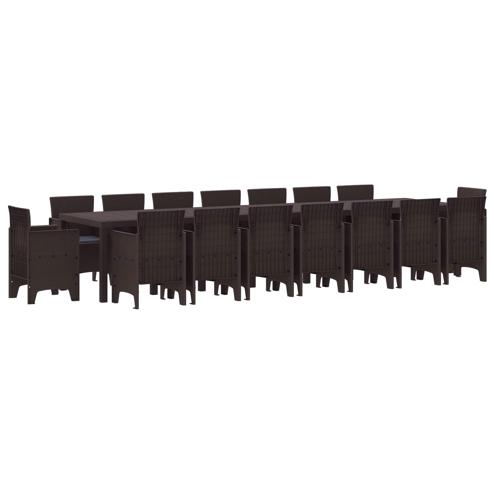 Garden Dining Set with Cushions with Cushion 17 pcs Brown PP