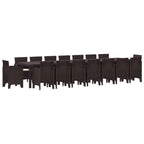 Garden Dining Set with Cushions with Cushion 17 pcs Brown PP