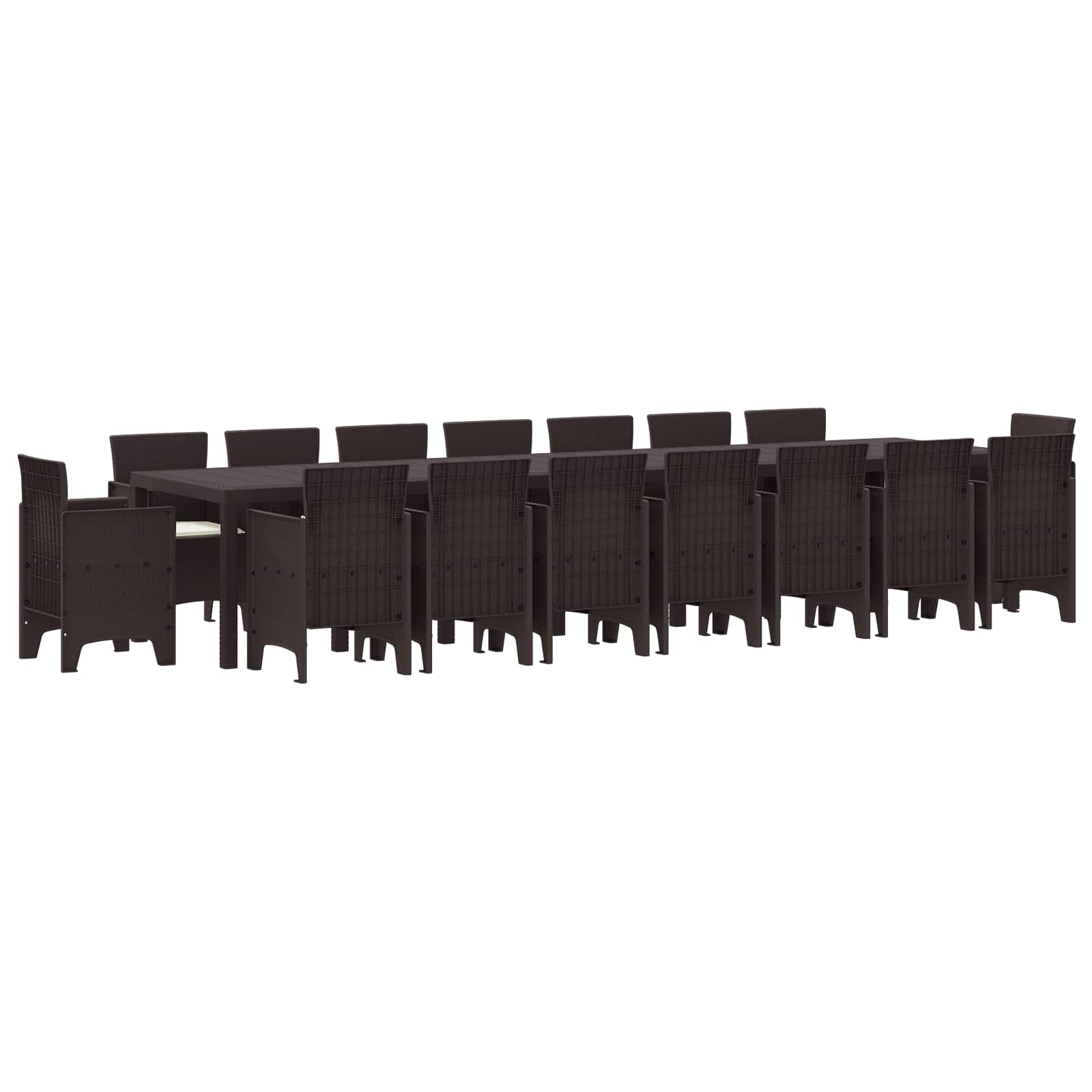 Garden Dining Set with Cushions with Cushion 17 pcs Brown PP