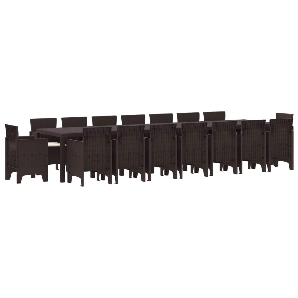 Garden Dining Set with Cushions with Cushion 17 pcs Brown PP