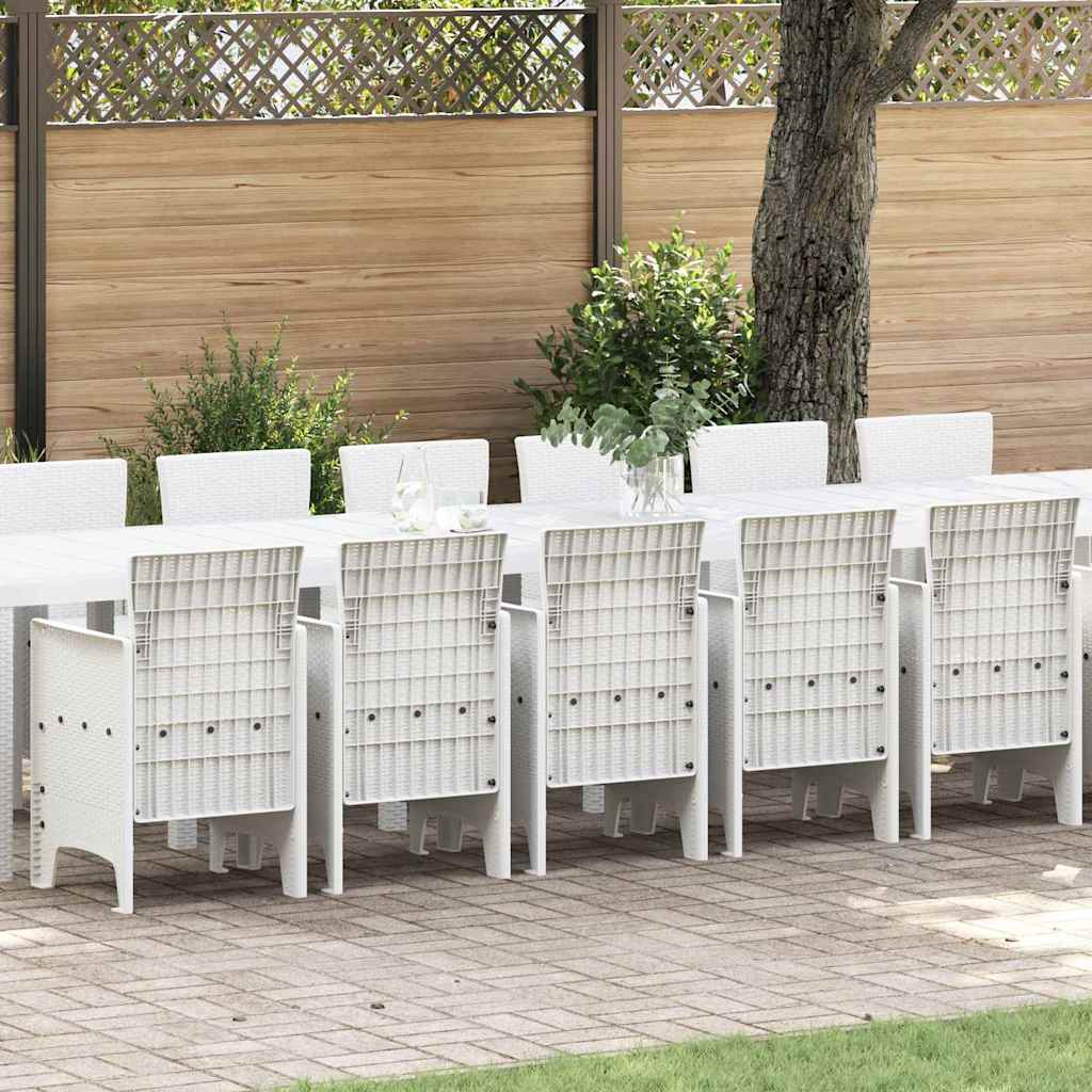 Garden Dining Set with Cushions with Cushion 17 pcs White PP