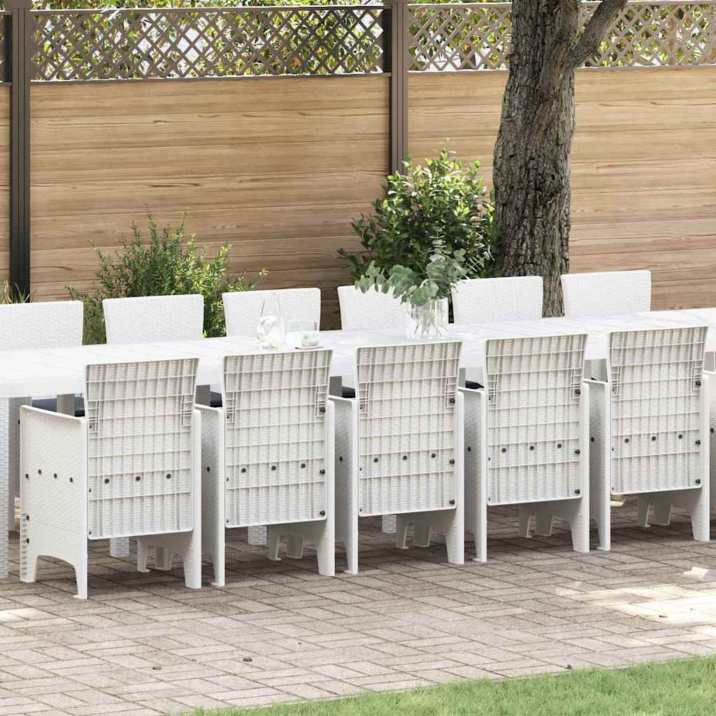 Garden Dining Set with Cushions with Cushion 17 pcs White PP